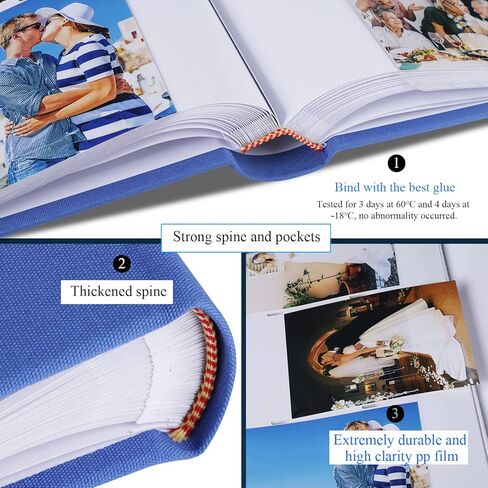 Luxury Fabric Photo Album 4x6 With Writing Space Acid Free Pockets Holds 300 Photos with Memo, 3 Per Pages Photobook Album for Wedding Vacation Family Beige in Kuwait