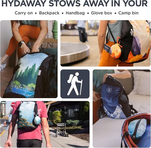 حقيبة ظهر قابلة للطي للسفر من HYDAWAY - حقيبة نهارية خفيفة الوزن وقابلة للتعبئة سعة 15 لترًا لحقائب الظهر والعمل والسفر، قابلة للتعديل وقابلة للطي ومقاومة للماء للمشي لمسافات طويلة للرجال والنساء والأطفال in Kuwait