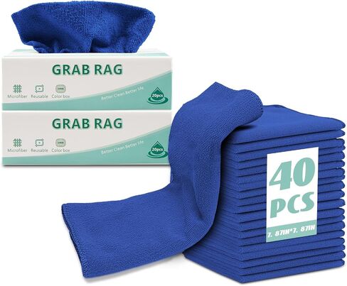 Ludehem Microfiber Rags in Box -80 Pack Premium Cleaning Cloths Reusable Lint Free Towels Reusable Microfiber Rags for Cleaning Towel for Cars, SUVs, House, Kitchen, Window, ect. in Saudi Arabia