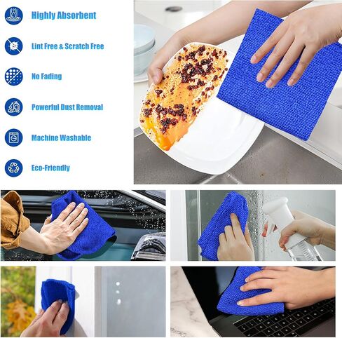 Ludehem Microfiber Rags in Box -80 Pack Premium Cleaning Cloths Reusable Lint Free Towels Reusable Microfiber Rags for Cleaning Towel for Cars, SUVs, House, Kitchen, Window, ect. in Saudi Arabia