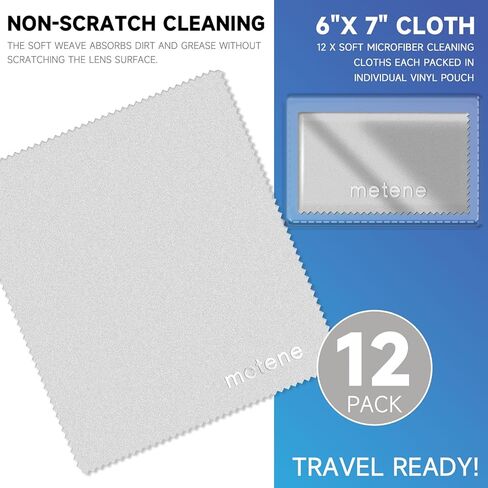 Metene 12 Pack Microfiber Cleaning Cloth (6 "x7"), Individually Wrapped and Equipped with a Storage Box | Microfiber Cloth for Glasses, Screens, Camera Lens and More(Dark Gray) in Kuwait