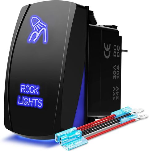 مجموعة مفاتيح الروك MICTUNING Blue ROCK LIGHTS - تشغيل/إيقاف ضوء LED أزرق 20 أمبير 12 فولت (LS083501JL) in Saudi Arabia