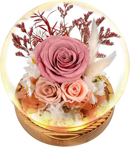 TGELATA Preserved Flowers Roses, Fresh Flowers Real Floral Gift for Women, Flowers for Delivery Prime for Christmas/Valentine's Day/Mothers Day, Forever Rose Birthday Gifts for Mom, 2 Pink Roses in Saudi Arabia