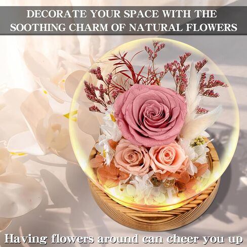 TGELATA Preserved Flowers Roses, Fresh Flowers Real Floral Gift for Women, Flowers for Delivery Prime for Christmas/Valentine's Day/Mothers Day, Forever Rose Birthday Gifts for Mom, 2 Pink Roses in Saudi Arabia