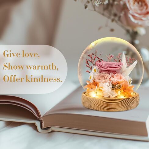 TGELATA Preserved Flowers Roses, Fresh Flowers Real Floral Gift for Women, Flowers for Delivery Prime for Christmas/Valentine's Day/Mothers Day, Forever Rose Birthday Gifts for Mom, 2 Pink Roses in Saudi Arabia