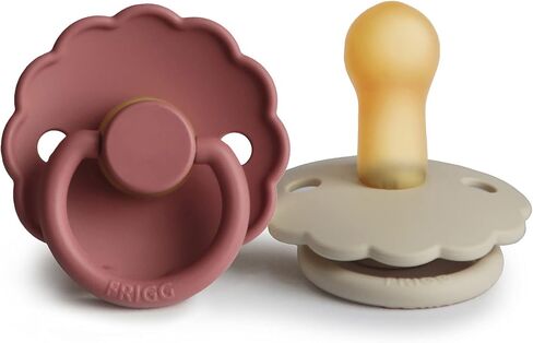 FRIGG Daisy Natural Rubber Baby Pacifier | Made in Denmark | BPA-Free (Dusty Rose/Lily Pad, 0-6 Months) 2-Pack in Saudi Arabia