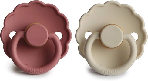 FRIGG Daisy Natural Rubber Baby Pacifier | Made in Denmark | BPA-Free (Dusty Rose/Lily Pad, 0-6 Months) 2-Pack in Saudi Arabia