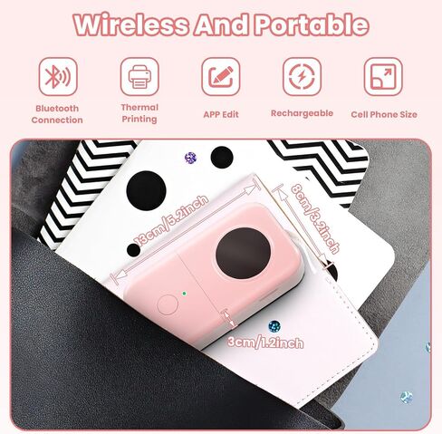 صانع الملصقات - آلة طابعة ملصقات صغيرة حرارية ذكية - طابعة ملصقات محمولة لاسلكية تعمل بالبلوتوث من COLORWING D30، متوافقة مع iOS وAndroid (قابلة لإعادة الشحن عبر USB) in Kuwait