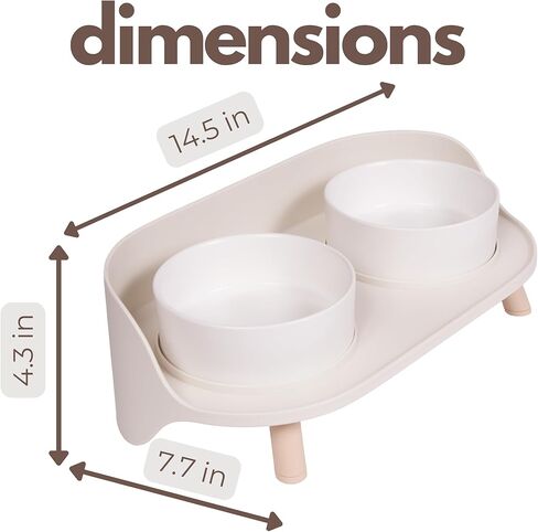 وعاء الكلب الذهبي والرخام السيراميكي A4DOG مع حامل خشبي، أوعية طعام سيراميك متينة للكلاب مرتفعة المياه، مجموعة مياه طعام مرجحة لطيفة، أوعية طعام للكلاب من السيراميك - رخام بخط ذهبي رمادي 29 أونصة in Kuwait