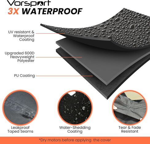 Outboard Motor Cover - Waterproof Boat Engine Cover for Trailering - Protective 600D Polyester Fabric, Reflective Strip, Fade Resistant - Windproof, UV-Proof, Heavy-Duty Zippers- 60-100HP in Saudi Arabia