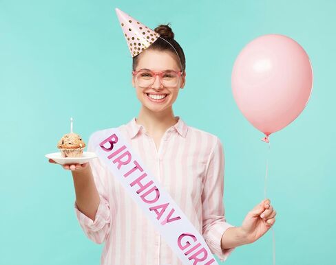 Shimmer Anna Shine Birthday Sash for Women (Purple) in Saudi Arabia