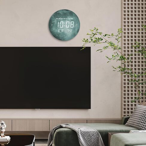 Digital Wall Clock Smart Lighted Silent 12/24H LED Wall Clock Large Display Modern Non Ticking Clock with Temperature Time Clocks for Living Room Bedroom Office Kitchen Decor 12 Inch(Moon) in Kuwait