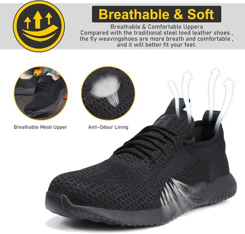 Furuian Steel Toe Shoes for Men Comfortable Safety Shoes Non Slip Steel Toe Sneakers Warehouse Industry Contstruction Mens Work Shoes in Saudi Arabia