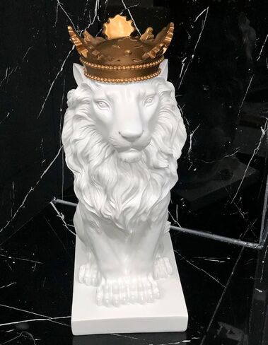 15''H Gold Lion Statue-The King of Beasts Crown Lion Figurines Decor Resin Sculpture Shelf Decorations,Queen Royal Crown Lion Gifts for Men in Saudi Arabia