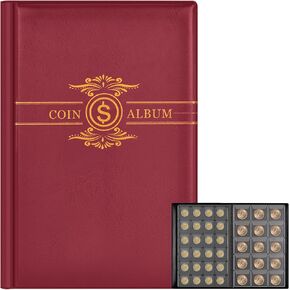 Coin Collection Book Holder Album for Collectors, 300 Pockets Coins Display Storage Case, Collecting Sleeves Organizer Box for Coin Collections Supplies, Money Currency, Pennies (Black)