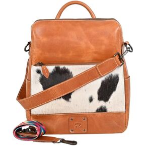 STS Ranchwear Women's Cowhide Basic Bliss Casual Durable Adjustable Leather Backpack with 2 Removable Shoulder Straps, Tan