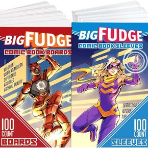 BIG FUDGE Comic Book Bags - Comics Plastic Covers - Cover Protector Sleeves - 7.25" x 10.5" Sleeve Bag - Supplies for Collecting Comic Books