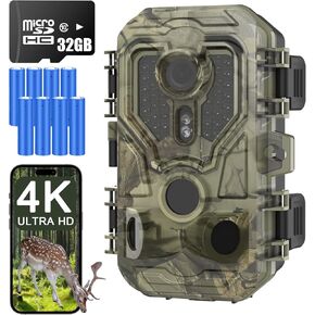 FUVISION 4G LTE Cellular Trail Camera 2.7K 14MP Photos,5W Solar Hunting Camera Work with Pre-Installed SIM Card Only,Wildlife Camera with 7800mAh Battery,PIR Motion,Night Vision,IP67,Cloud/Local SD