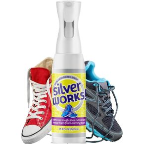 SilverWorks! Shoe Deodorizer Spray - Boot, Sneaker And Shoe Smell Eliminator - Shoe Spray Formulated With Silver Ion Technology - Shoe Deodorant Spray For Stinky Shoes - 16.9oz