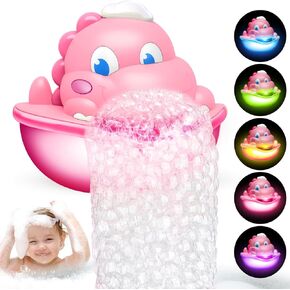 Diyfrety Baby Bath Toys,Dinosaur Bath Bubble Machine Automatic Bathtub Bubble Maker with Cool Light Bathtub Toys for Toddlers, Gift for Boys Girls
