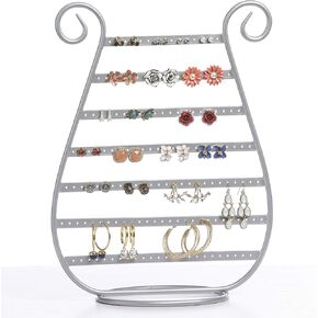 Mango Steam Harp Stud Earring Jewelry Organizer, Display Stand, Storage, Gift (Black/Large)