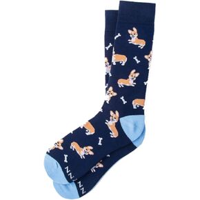 Men's Designer Life's Ruff Corgi Dog Animal Contemporary Crew Dress Socks