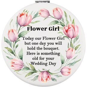 WUSUANED Flowers Girl Makeup Mirror Proposal Gifts Wedding Party Gifts Bridesmaid Mirror Mother of The Bride Gift (Flowers Girl Makeup Mirror)