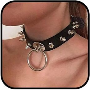 CLOACE Punk Leather Choker Necklace Black Gothic Collar Chokers Necklaces Wide Leathers Necklace Halloween Costume Jewelry Accessories for Women and Girls
