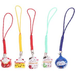 Tofficu Phone Charms Strap, Fengshui Fortune Lucky Cat Keychain, Kawaii Phone Charm