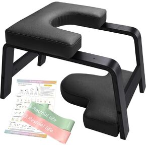 Yoga Headstand Bench- Stand Yoga Chair for Family, Gym - Wood and PU Pads - Relieve Fatigue and Build Up Body (Multi-Color)