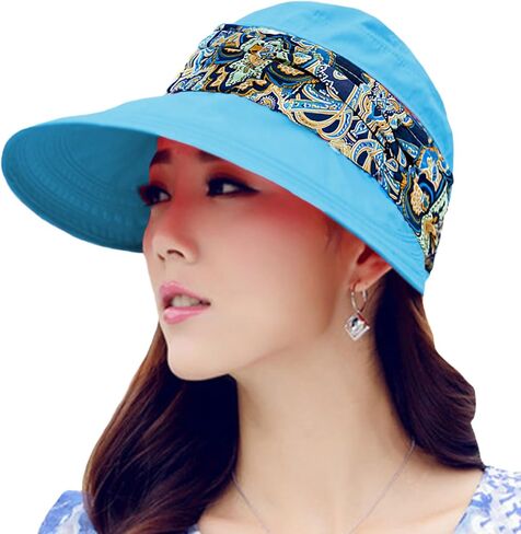 قبعات KXF الشمسية للنساء للحماية من الشمس، قبعة شاطئ صيفية واسعة الحواف قابلة للطي مع جزء علوي قابل للفصل in Kuwait