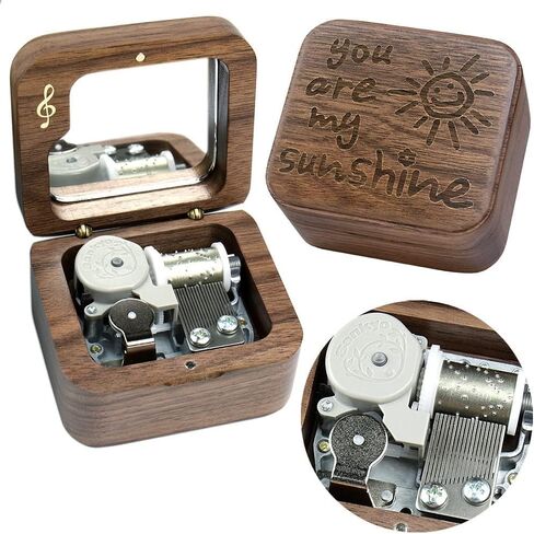 Sinzyo Here Comes The Sun Walnut Music Box Vintage Wood Carved Wind Up Musical Box Gift For Christmas,Birthday,Valentine's Day in Saudi Arabia