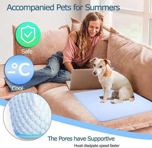 بساط تبريد للكلاب، وسادة تبريد للكلاب من الحرير الجليدي، بساط بارد مضاد للانزلاق للقطط، سجاد تجميد صيفي قابل للحمل للحيوانات الأليفة لسرير الكلاب، مقاعد السيارة، EZ Clean in Kuwait