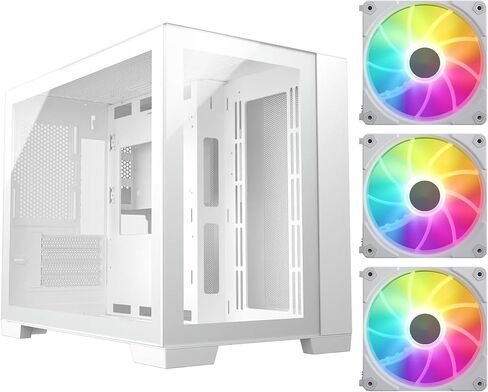 حقيبة كمبيوتر M711 سوداء اللون Micro ATX Mini-ITX Tower PC حافظة عالية تدفق الهواء من الزجاج المقسى المزدوج مع مروحة ARGB مقاس 3 × 12 سم مثبتة مسبقًا USB3.0X2 360 مم دعم AIO في الأعلى in Saudi Arabia