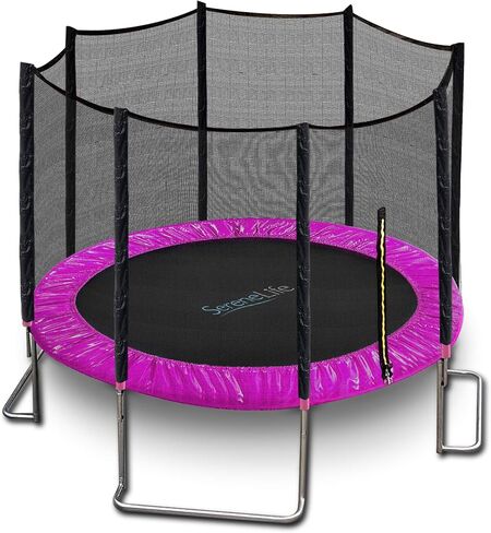 SereneLife 8/10/12 FT Outdoor Recreational Backyard Stable, Strong Heavy Duty Trampoline with Safety Enclosure Net, AntiRust Coating, Kids and Adults, Spring Cover Padding in Saudi Arabia