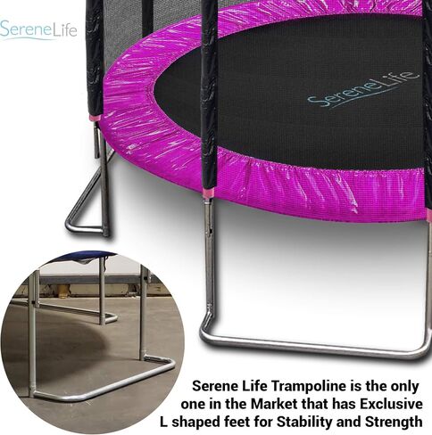 SereneLife 8/10/12 FT Outdoor Recreational Backyard Stable, Strong Heavy Duty Trampoline with Safety Enclosure Net, AntiRust Coating, Kids and Adults, Spring Cover Padding in Saudi Arabia
