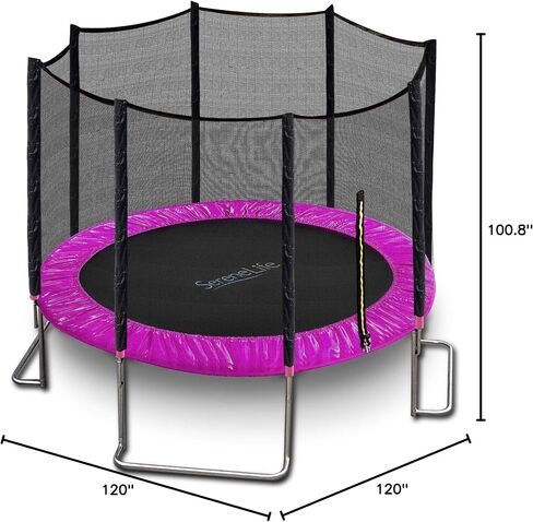 SereneLife 8/10/12 FT Outdoor Recreational Backyard Stable, Strong Heavy Duty Trampoline with Safety Enclosure Net, AntiRust Coating, Kids and Adults, Spring Cover Padding in Saudi Arabia