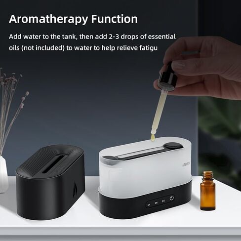 Mcbazel Aroma Flame Diffuser Air Humidifier, 250mL Mist Diffuser Humidifier Essential Oil Diffuser with 3D Flame Light for Spa, Home, Office, Yoga, Bedroom, Gym - Black in Saudi Arabia