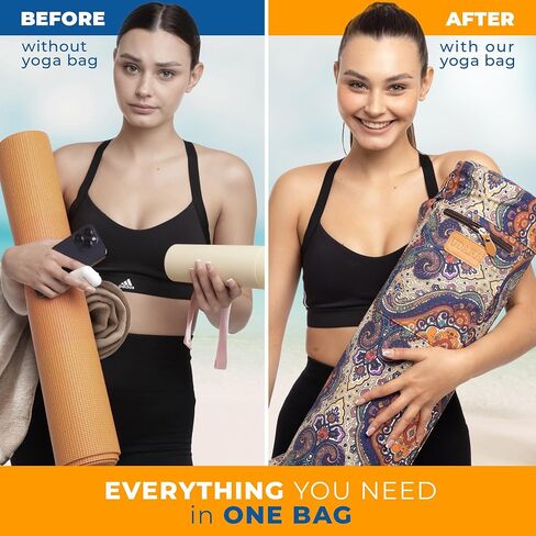 UDANA Yoga Mat Bag | Large Yoga Mat Bags for Women & Men | Fits Thick Yoga Mat & Yoga Accessories | Three Storage Pocket | Adjustable Yoga Bag Shoulder Strap | Great As Gym Bag & Travel bag in Saudi Arabia
