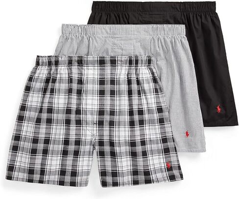POLO RALPH LAUREN Men's Big & Tall Classic Fit Cotton Woven Boxers, Rimini Stripe/Cruise Navy, Muller Plaid/Cruise Navy, Cruise Navy/Sporting Royal, 3X in Saudi Arabia