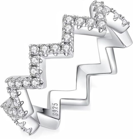 مويسانيتي كوخ 7 أحجار مويسانيتي خواتم الذكرى السنوية للنساء، 0.7 قيراط قطع مستديرة الماس 18 قيراط مطلية بالذهب الأبيض 925 الفضة الاسترليني نصف خواتم الزفاف الأبدية خاتم قابل للتكديس in Kuwait