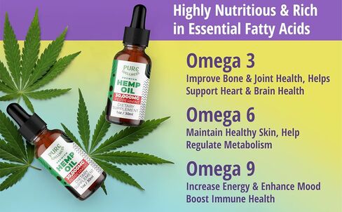 Pure Wellness Hemp Seed Oil Drops Natural Hemp Flavor for Improved Cognitive Function, Omega 3 6 9 Fatty Acids, Organic, Non-GMO, Vegan (30,000mg 2-Pack) in Saudi Arabia
