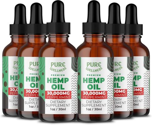 Pure Wellness Hemp Seed Oil Drops Natural Hemp Flavor for Improved Cognitive Function, Omega 3 6 9 Fatty Acids, Organic, Non-GMO, Vegan (30,000mg 2-Pack) in Saudi Arabia