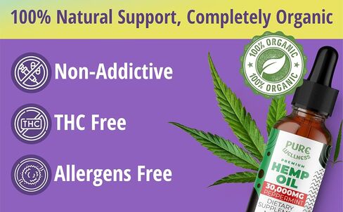 Pure Wellness Hemp Seed Oil Drops Natural Hemp Flavor for Improved Cognitive Function, Omega 3 6 9 Fatty Acids, Organic, Non-GMO, Vegan (30,000mg 2-Pack) in Saudi Arabia