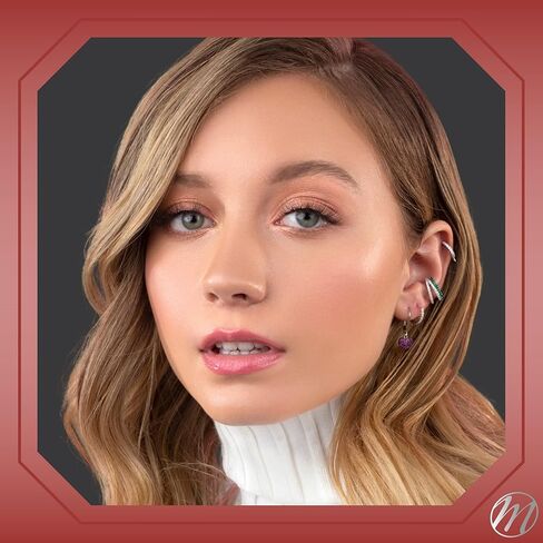 أقراط من الفضة الإسترليني محارة هوجي هوب مدببة صف مزدوج مقلد الماس الغضروف الأذن الكفة للآذان غير المثقوبة بمفصلات in Kuwait