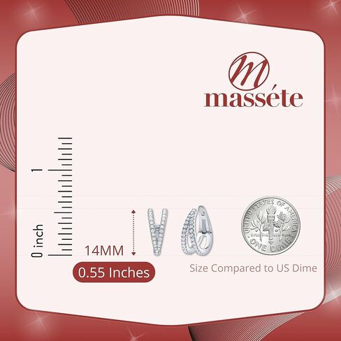 أقراط من الفضة الإسترليني محارة هوجي هوب مدببة صف مزدوج مقلد الماس الغضروف الأذن الكفة للآذان غير المثقوبة بمفصلات in Kuwait