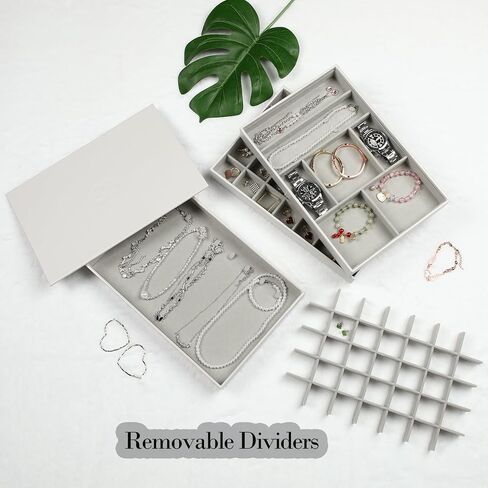 اي زد ديكو حامل منظم مجوهرات مع غطاء، صندوق مجوهرات من 3 طبقات، درجين، صناديق مجوهرات للنساء، تخزين مجوهرات اكريليك للنظارات الشمسية والاقراط والاساور والقلائد والخواتم، مخملي in Kuwait