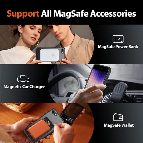 Magnetic for iPhone SE Case 2022/3rd/2020/2nd gen,iPhone 8/7 Case,Military Grade 3 in 1 Heavy Duty Shockproof Case - Black in Kuwait