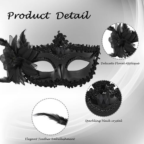 2 Pack Couple Masquerade Masks, Venetian Party Eye Mask Classic Mardi Gras Mask for Couples Women Men in Kuwait