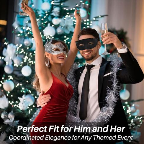 2 Pack Couple Masquerade Masks, Venetian Party Eye Mask Classic Mardi Gras Mask for Couples Women Men in Kuwait